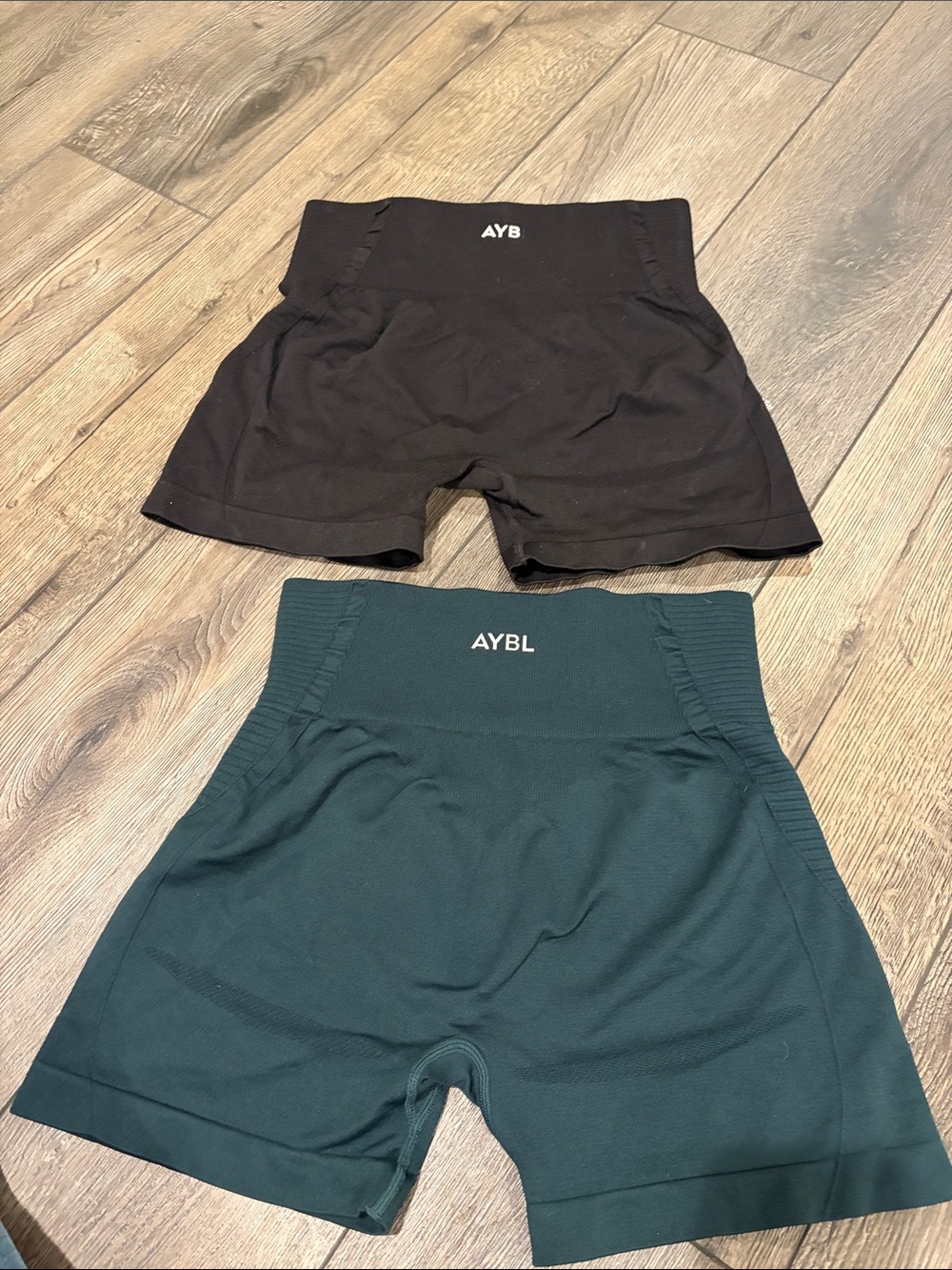 Lot of 2 AYBL Women’s Stretch Performance Shorts Large in Black and Teal